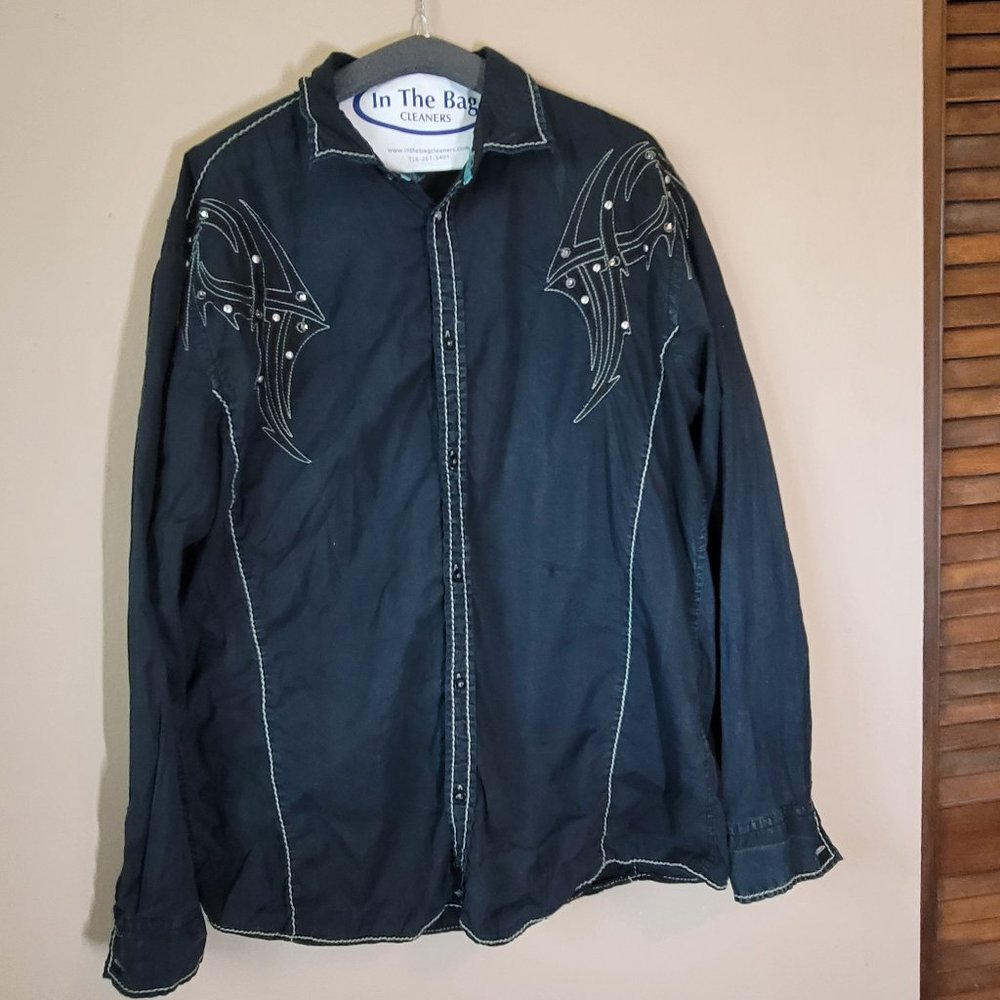 SOLD! Roar Embellished Rolled Sleeve Mens Shirt